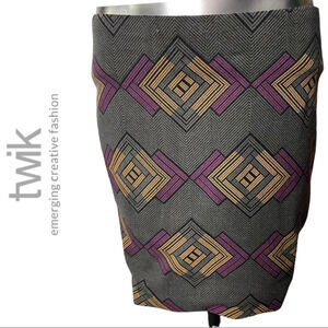 🛍️3/$40 Twik Simons Cotton Blend Knit Skirt Print Skirt Size  Small
